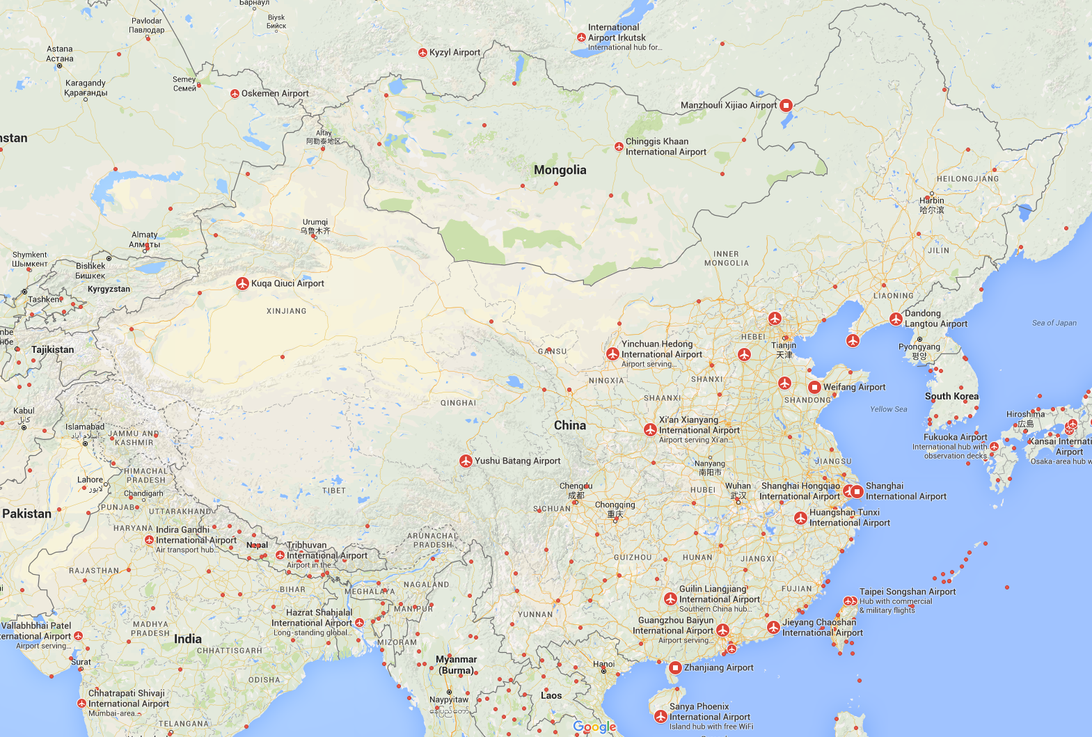 CHINA AIRPORTS MAP